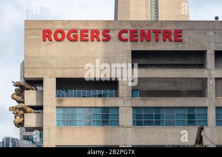 Blue Jays signs on lamppost outside the Rogers Centre, stadium of the Blue  Jays baseball team, Toronto Stock Photo - Alamy