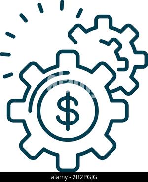 gear wheels with money symbol over white background, line and fill ...