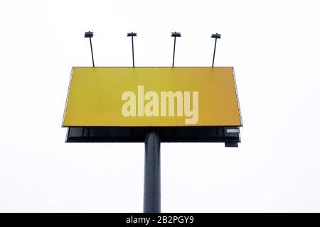 Blank billboard with copy space surrounded white background. Large empty template, advertising space isolated on white backdrop Stock Photo