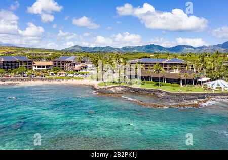 Poipu, HI - 22 February 2020: Beach House restaurant on Lawa'i beach near Poipu on Kauai Stock Photo