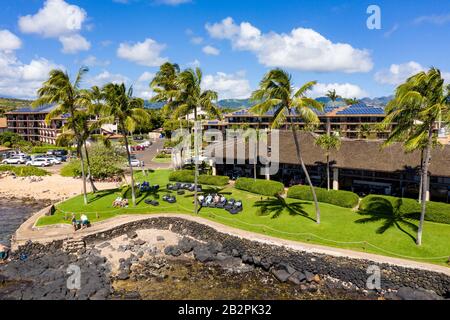 Poipu, HI - 22 February 2020: Beach House restaurant on Lawa'i beach near Poipu on Kauai Stock Photo