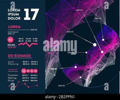 Futuristic infographic. Information aesthetic design. Complex data threads graphic visualization. Abstract data graph Stock Vector