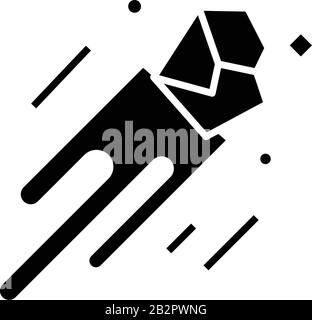 Comet glyph icon. Falling star. Meteor, asteroid. Bright celestial ...