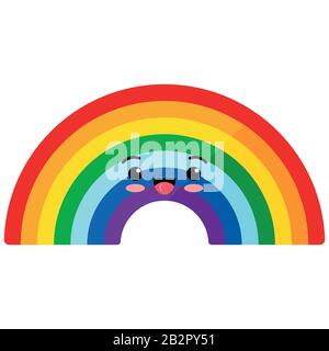 Rainbow smiling emoji vector icon isolated on white background. Stock Vector