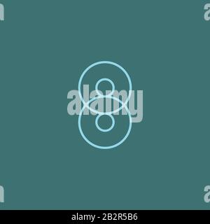 Eight, mono line. Vector sign linear number 8, blue overlapping thin lines isolated on dark blue background. One rounded digit. Text composition desig Stock Vector