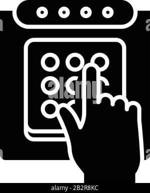 Password enter black icon, concept illustration, vector flat symbol, glyph sign. Stock Vector