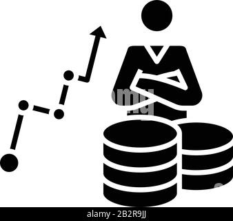 Personal growth black icon, concept illustration, vector flat symbol, glyph sign. Stock Vector