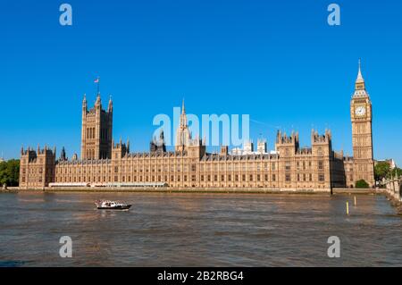 Big Ben and the Houses of Parliament on the river Thames, London, England, Britain, UK Stock Photo