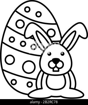 easter rabbit with eggs on white background vector illustration design Stock Vector