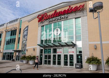 Main entrance to Budweiser Gardens, the popular sports and entertainment centre in London, Ontario. Stock Photo