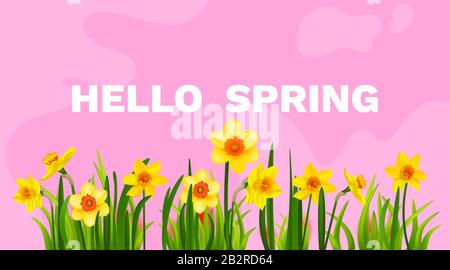 Seasonal nature Hello spring banner Stock Vector