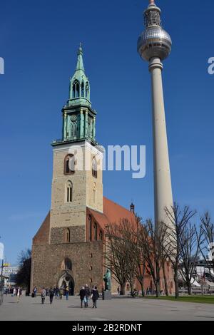 Marienkirche, Karl-Liebknecht-Strasse, Mitte, Berlin, Deutschland Stock Photo