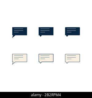 text message vector icon set, speech bubble symbol. Modern, simple flat vector illustration for web site or mobile app Stock Vector