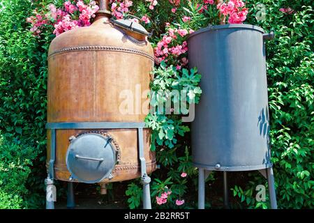 Antique distillery for the production of perfumes Stock Photo