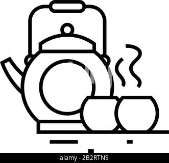 Tea ceremony line icon, concept sign, outline vector illustration, linear symbol. Stock Vector