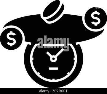 Payment term black icon, concept illustration, vector flat symbol, glyph sign. Stock Vector