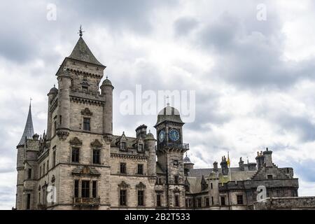 Low angle shot of the famous historic Dunrobin Castle in Scotland Stock Photo