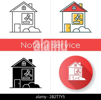 Real estate lawsuit icon. Tenancy legal dispute. Property litigation, court case. Realty trial. Lease agreement matter. Linear black and RGB color Stock Vector