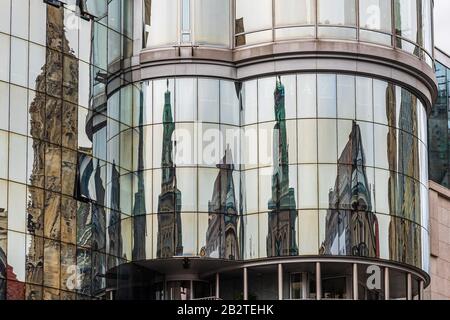 VIENNA, AUSTRIA - 27 JUL, 2019: Haas Haus built by Hans Hollein and inaugurated in 1990 Stock Photo