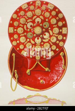 State shield of the Russian emperor. Painting by F. Solntsev, 19th century. Stock Photo