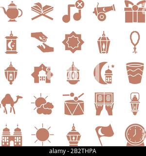 ramadan concept of icons set over white background, silhouette style, vector illustration Stock Vector