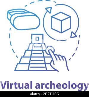Virtual archeology concept icon. Computer simulations of cultural ...