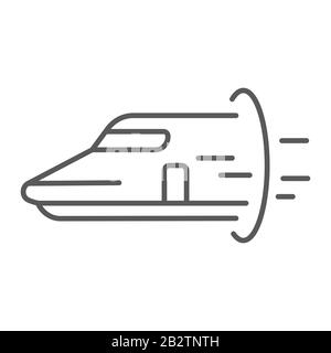 Hyperloop thin line icon, technology and transport, future train sign, vector graphics, a linear pattern on a white background, eps 10. Stock Vector