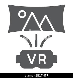 Virtual reality glyph icon, technology and vr, vr glasses sign, vector graphics, a solid pattern on a white background, eps 10. Stock Vector