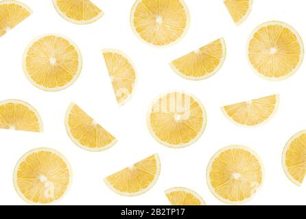 pattern with lemon slices on a white background. Stock Photo