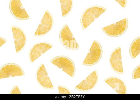 pattern with lemon slices on a white background. Stock Photo