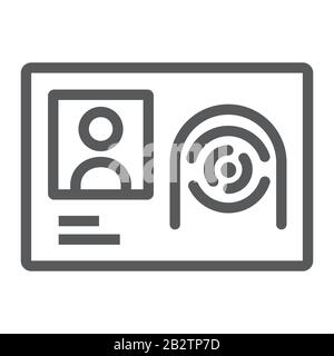 Biometric id card line icon, technology and identity, fingerprint sign, vector graphics, a linear pattern on a white background, eps 10. Stock Vector
