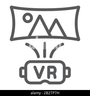 Virtual reality line icon, technology and vr, vr glasses sign, vector graphics, a linear pattern on a white background, eps 10. Stock Vector