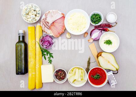 Easter bunny (rabbit) and chicken eggs children (kids) food concept. With carrot on rosy (pink) plate. Wooden background, top view. Stock Photo