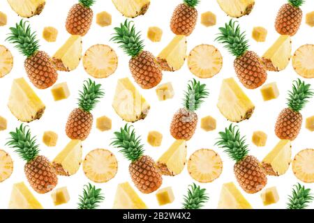 seamless pattern with pineapple and pineapple slices. Stock Photo