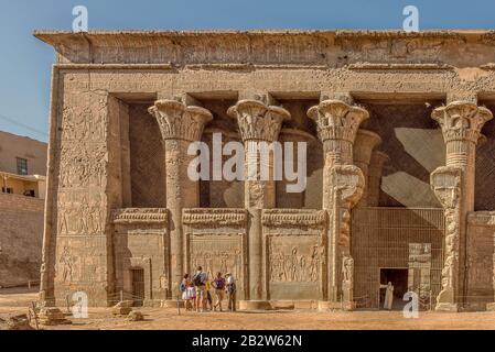 Temple of Esna with a hall of 24 pillars, dedicated to the god Khnum, one of the latest temples to have been built by the ancient Egyptians, Stock Photo