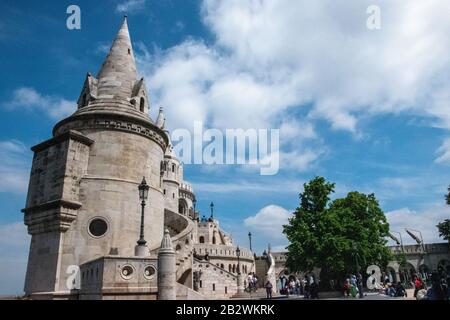 The Halászbástya or Fisherman's Bastion is one of the best known monuments in Budapest, Hungary. Stock Photo