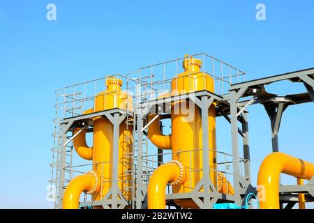 Oilfield equipment and pipeline Stock Photo