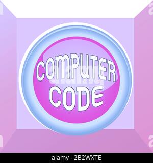 Conceptual hand writing showing Computer Code. Concept meaning Set of instructions forming a computer program to execute Colored sphere switch center Stock Photo