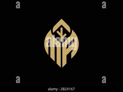 Initial letter M and A with abstract leaf logo sign symbol Stock Vector