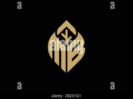 Initial letter M and B with abstract leaf logo sign symbol Stock Vector
