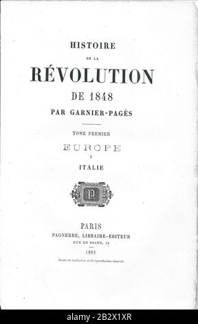 Garnier-Pagès-Histoire de la Révolution de 1848-frontsispice. Stock Photo