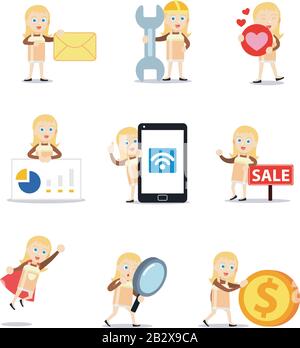 Set character of woman beer in Oktoberfest party event. Stock Vector