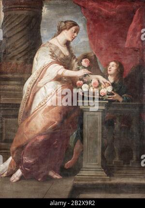 Gaspar de Crayer - Saint Dorothea with an angel. Stock Photo