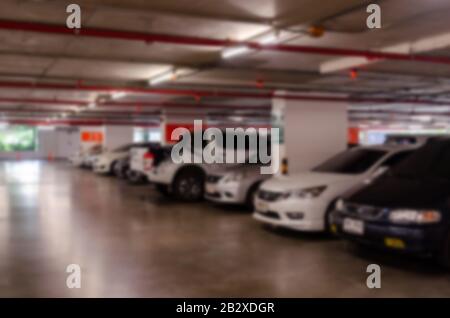 Abstract blur parking lot at a shopping mall. Stock Photo
