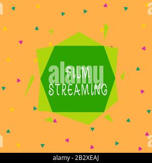Handwriting text Film Streaming. Conceptual photo act of watching sound or video directly from the internet Asymmetrical uneven shaped format pattern Stock Photo
