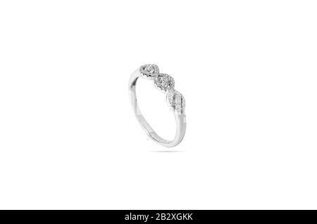 Diamond ring jewelry on the white background.Clipping path Stock Photo