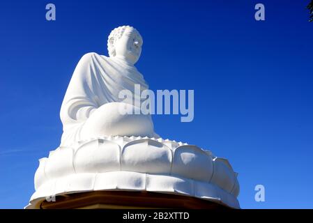 NHA TRANG, VIETNAM – 28 FEBRUARY 2020 : Long Son Pagoda, also known as Chua Long Son, is situated on the foothill of Trai Thuy Mountain in the city of Stock Photo