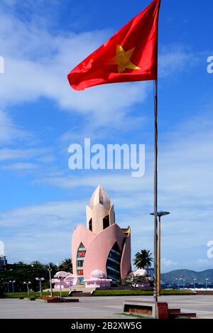 NHA TRANG, VIETNAM – 29 FEBRUARY 2020 : Tram Huong Tower, which is located in the center of the city, is considered as the symbol of Nha Trang city Stock Photo