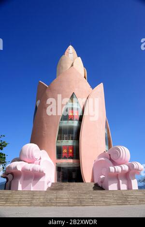 NHA TRANG, VIETNAM – 29 FEBRUARY 2020 : Tram Huong Tower, which is located in the center of the city,is considered as the symbol of Nha Trang city Stock Photo