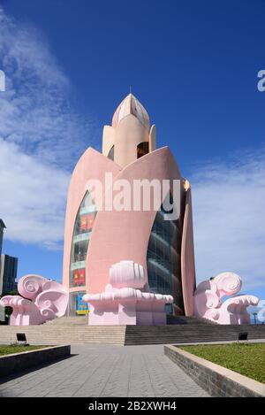 NHA TRANG, VIETNAM – 29 FEBRUARY 2020 : Tram Huong Tower, which is located in the center of the city,is considered as the symbol of Nha Trang city Stock Photo